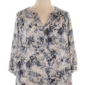 Rose and Olive Abstract Blue and Gray Blouse